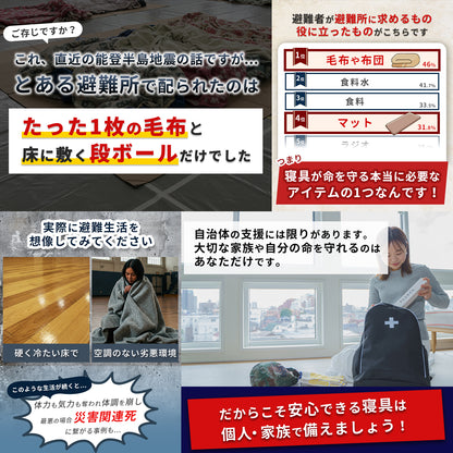 【防災】FUTURE FOX 防災用 エアマット一体型寝袋 エアシュラフ【予約販売：5月中旬から順次発送予定】
